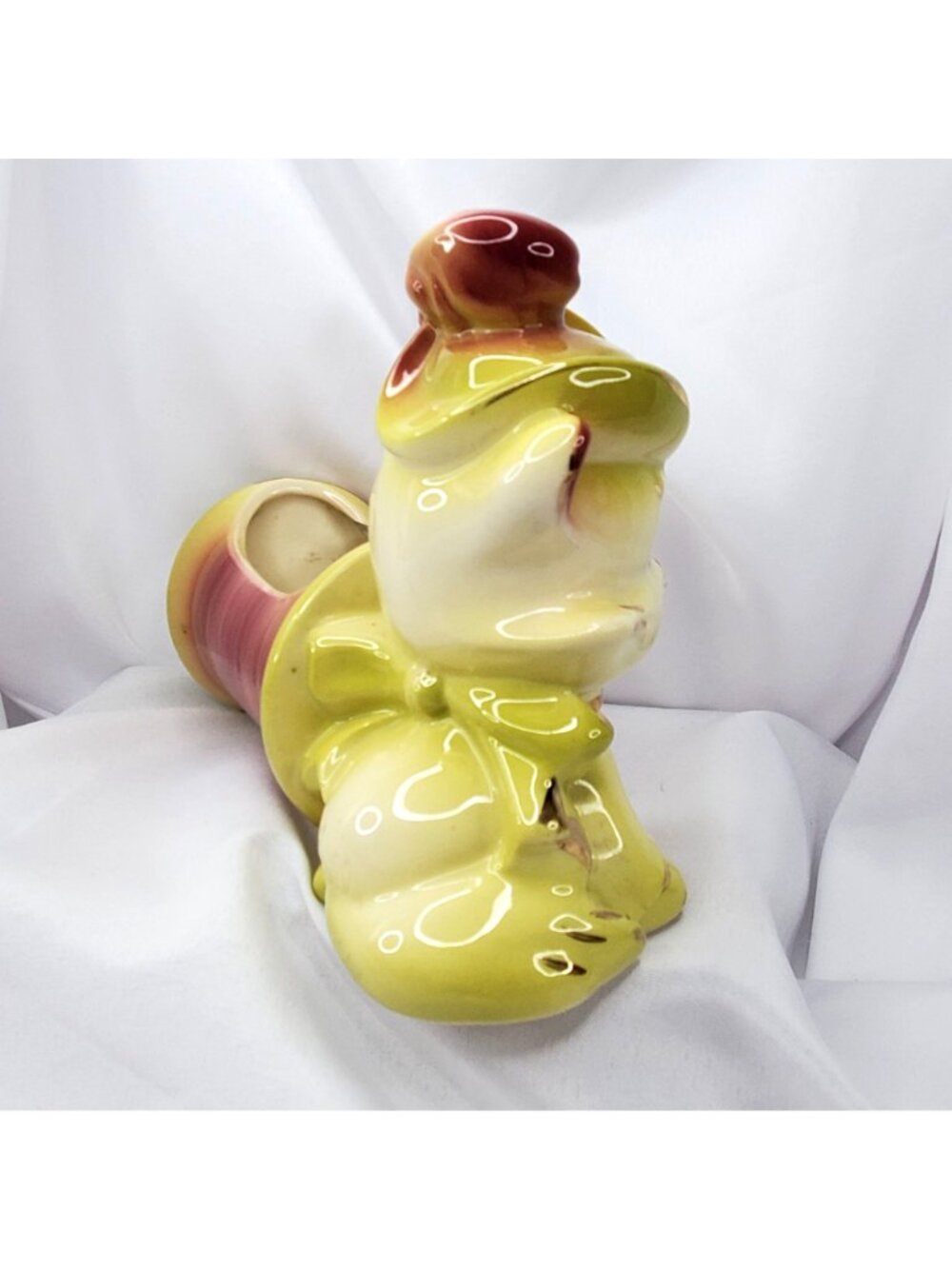 VTG Hull Pottery USA Ceramic Cat Figurine Planter 89 Pink & Yellow Gold Accents - Picture 9 of 15